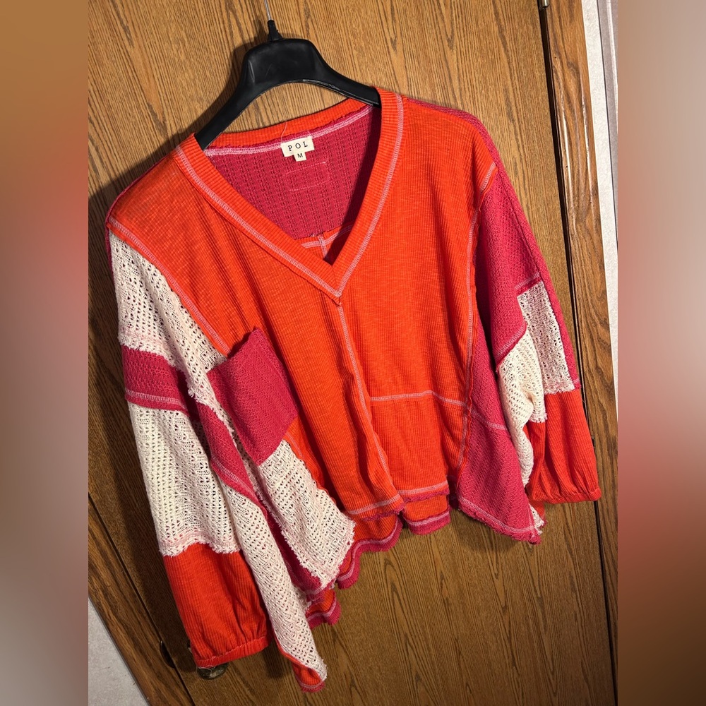 Pol Lane Knit Patchwork Boho Top - image 2